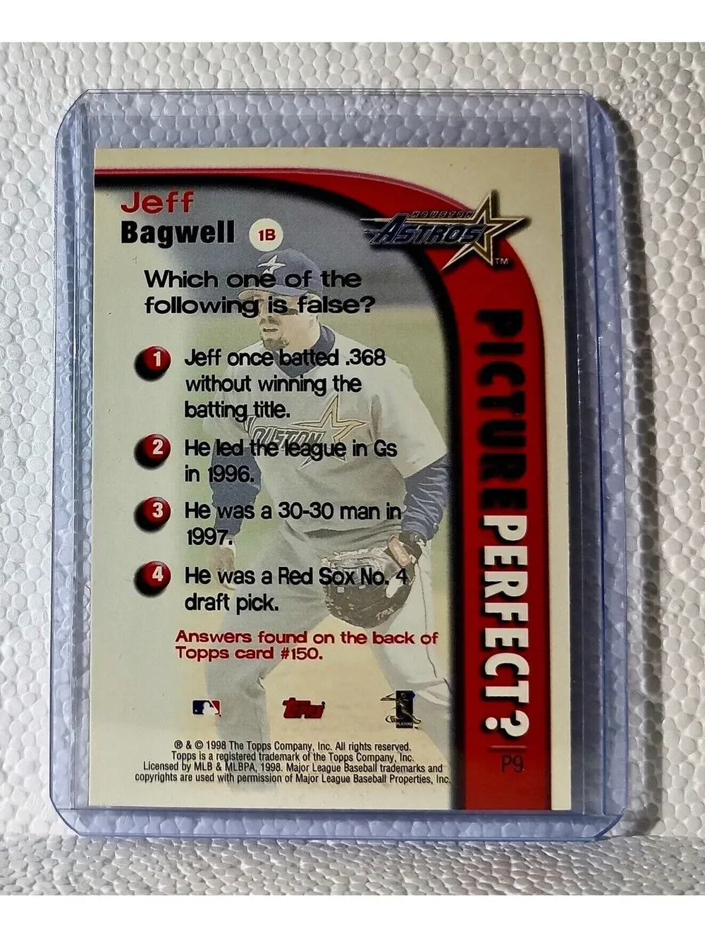 Jeff Bagwell 1998 Topps MLB #P9 Picture Perfect Baseball Card Houston Astros